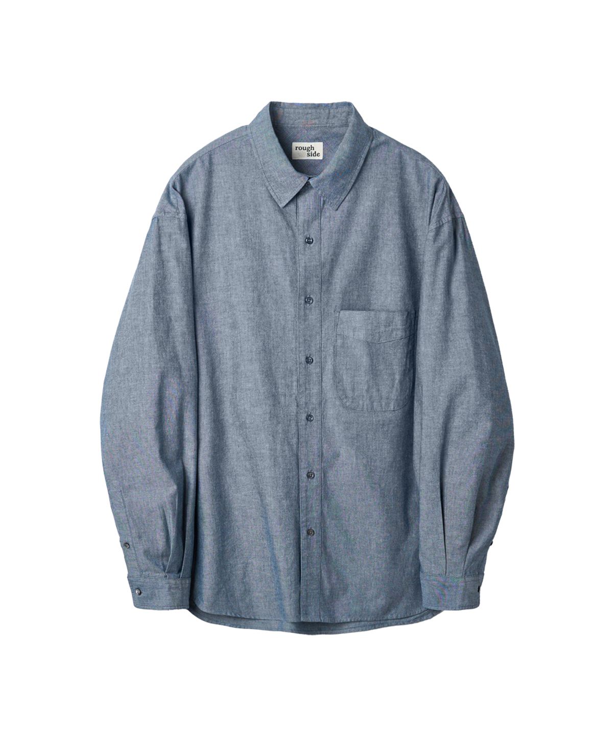 러프사이드(ROUGHSIDE) Shirring Shirt Blue