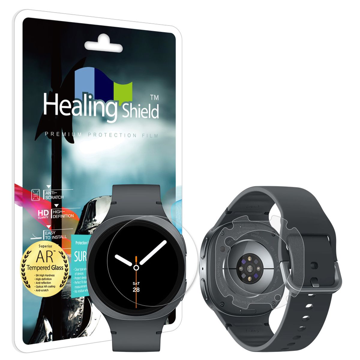 힐링쉴드(HEALINGSHIELD) 갤럭시워치8 40mm AR 고화질 강화유리필름 1매 무광후면필름 2매