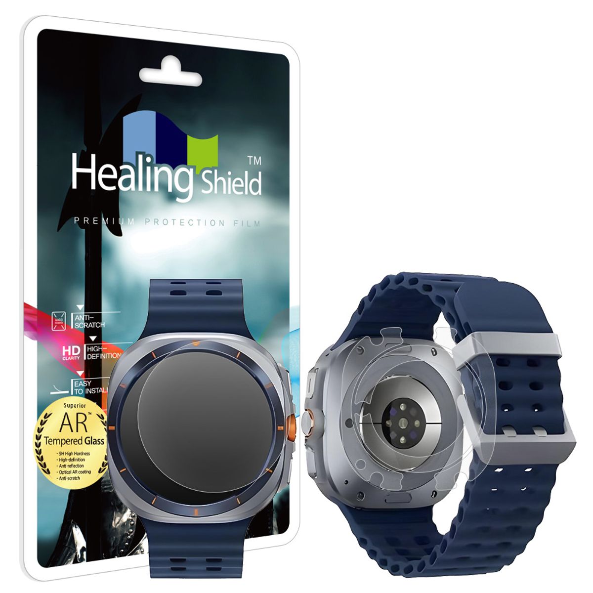 힐링쉴드(HEALINGSHIELD) 갤럭시워치8/7 울트라 47mm AR 고화질 강화유리필름 1매 무광후면필름 2매