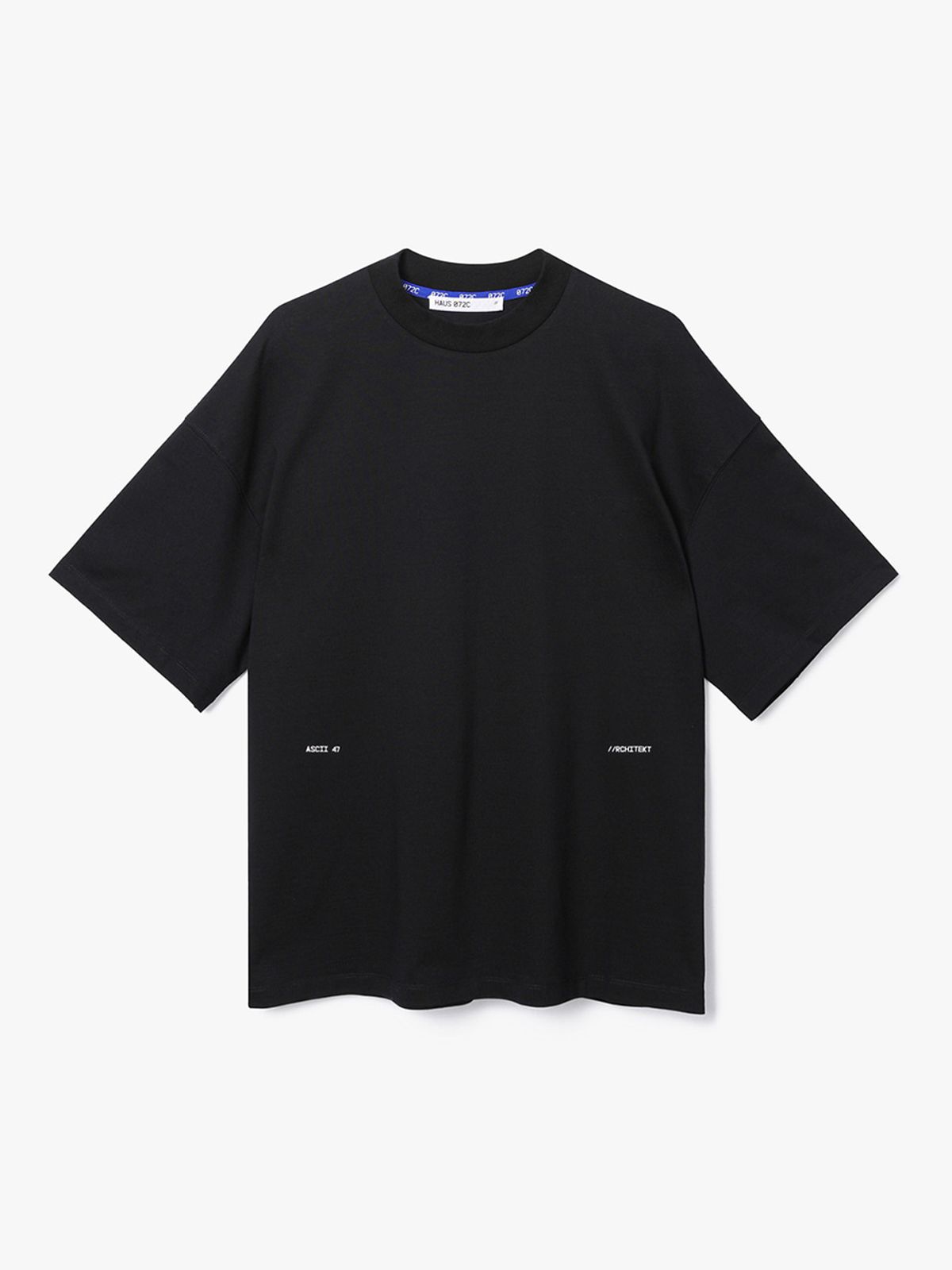 하우스공칠이씨(HAUS072C) MOCK NECK OVERFIT SHORT SLEEVE T-SHIRT BLACK