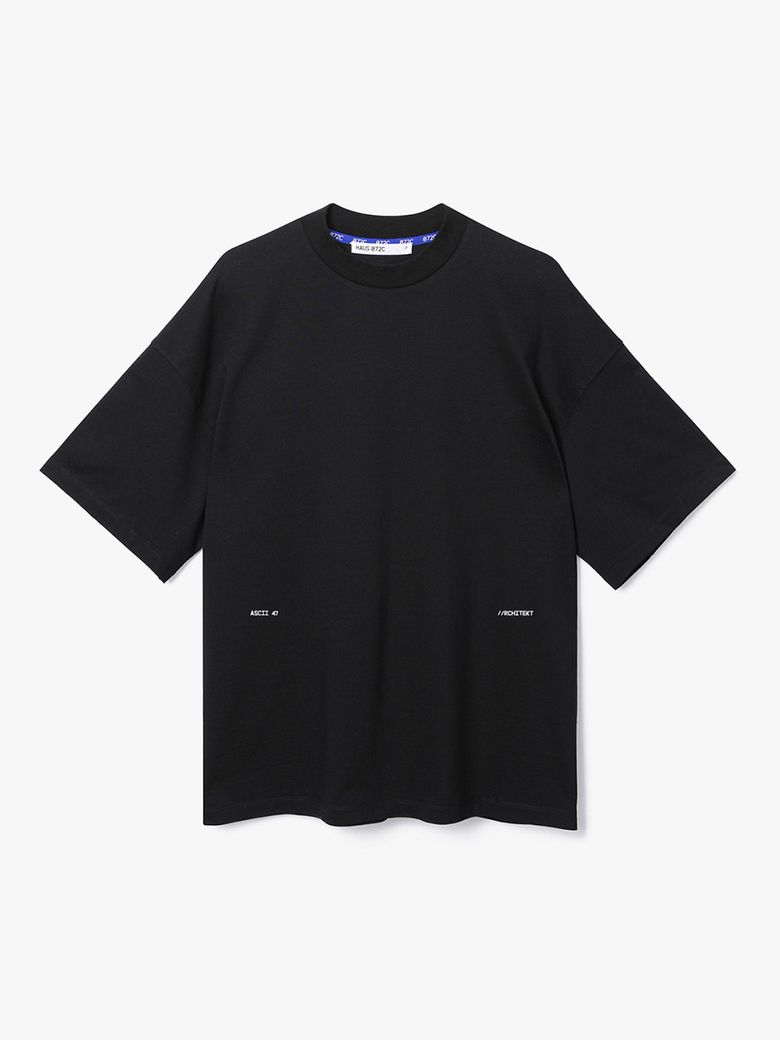 MOCK NECK OVERFIT SHORT SLEEVE T-SHIRT BLACK