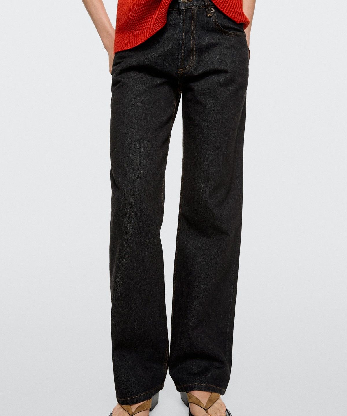 마시모두띠(MASSIMO DUTTI) 미드라이즈 와이드 레그 진