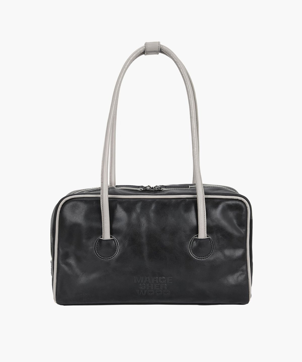 마지셔우드(MARGESHERWOOD) SOFT BOSTON PIPING_black pull-up+light grey crinkle