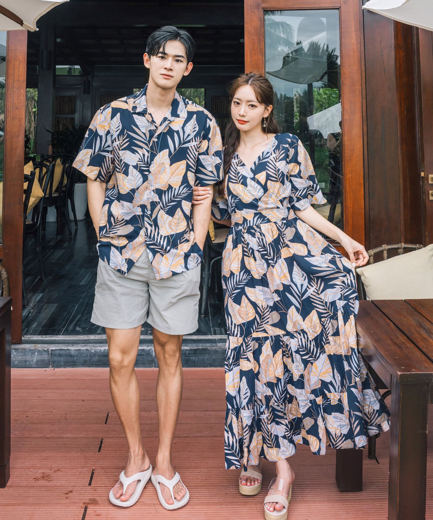 MUSINSA HERRINGBONE [SET] Couple Matching Set Long Dress and