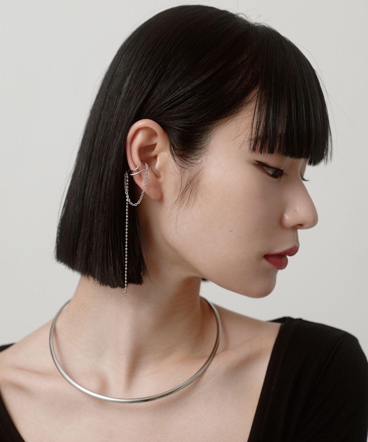 노비스도쿄(NOVICE TOKYO) 롱 체인 이어커프  Long Chain Ear Cuff  / Silver