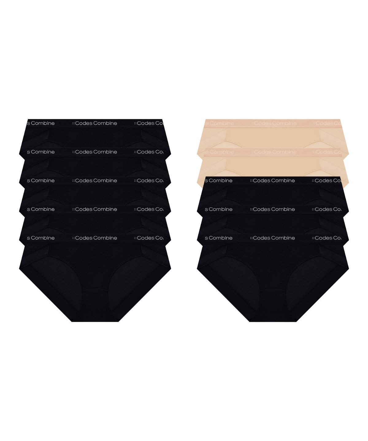 코데즈컴바인 이너웨어(CODES COMBINE INNERWEAR) [5PACK]극세사밴드 여성 햄팬티 (블랙/스킨)
