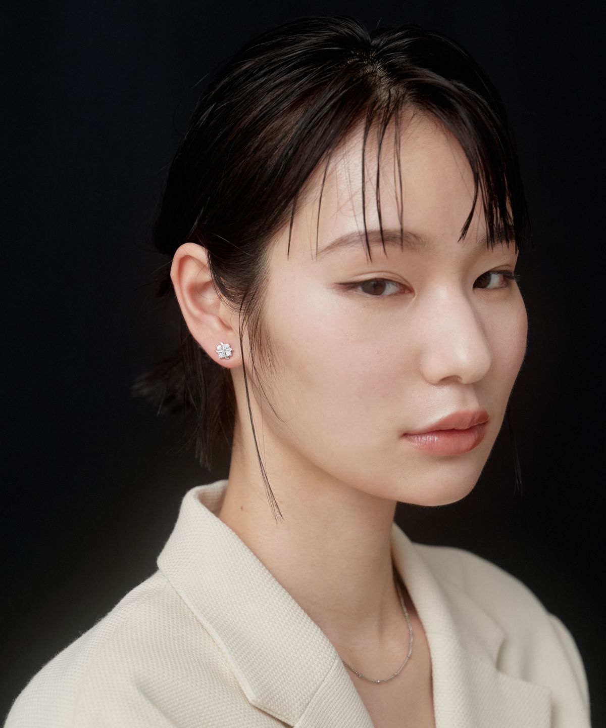 노비스도쿄(NOVICE TOKYO) 크로스 CZ 피어스 Cross CZ Pierce  / Silver