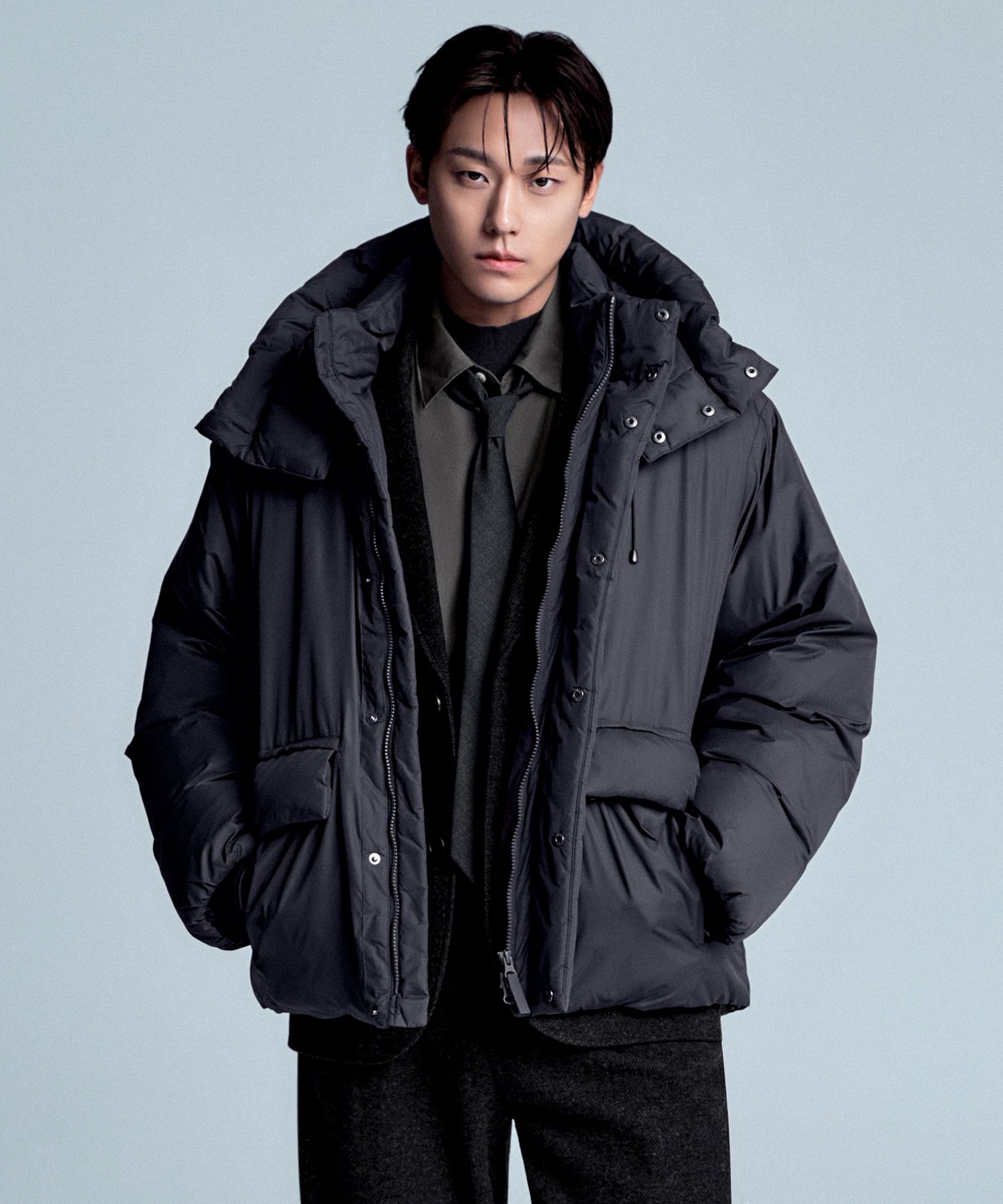 MUSINSA公式 | MUSINSA STANDARD ノンキルティングフード付きダウン