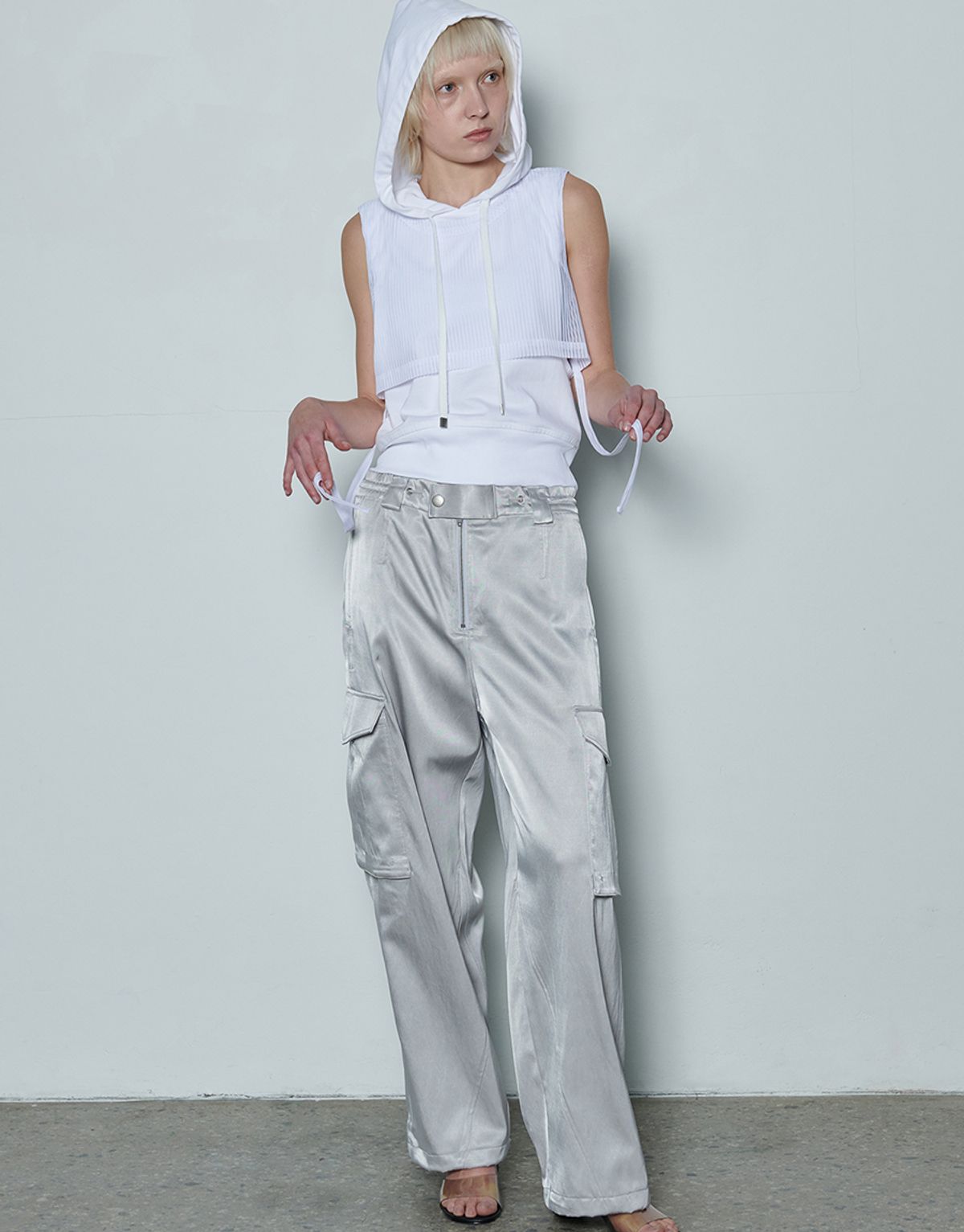 리게(RIGHE) FRONT ZIP CARGO PANTS ASH GREY