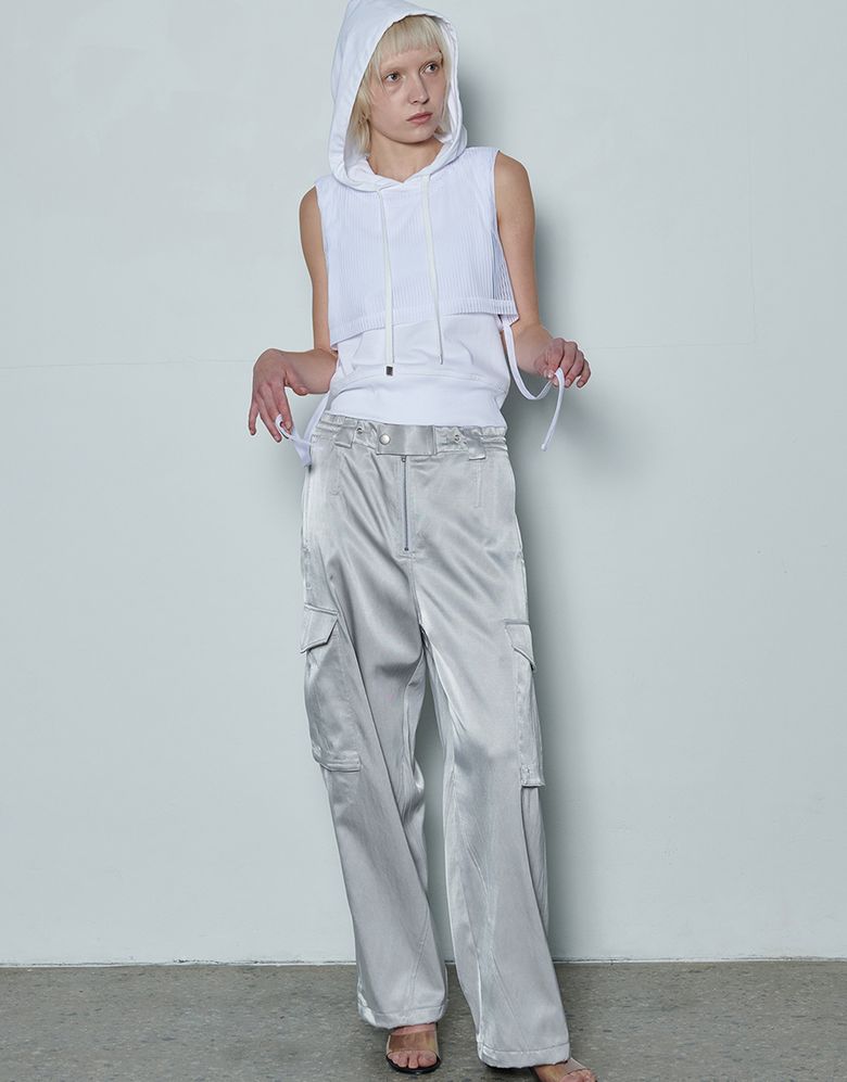 FRONT ZIP CARGO PANTS ASH GREY