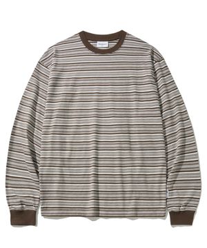 [너드킹 pick] 멀티 스트라이프 롱 슬리브-브라운
