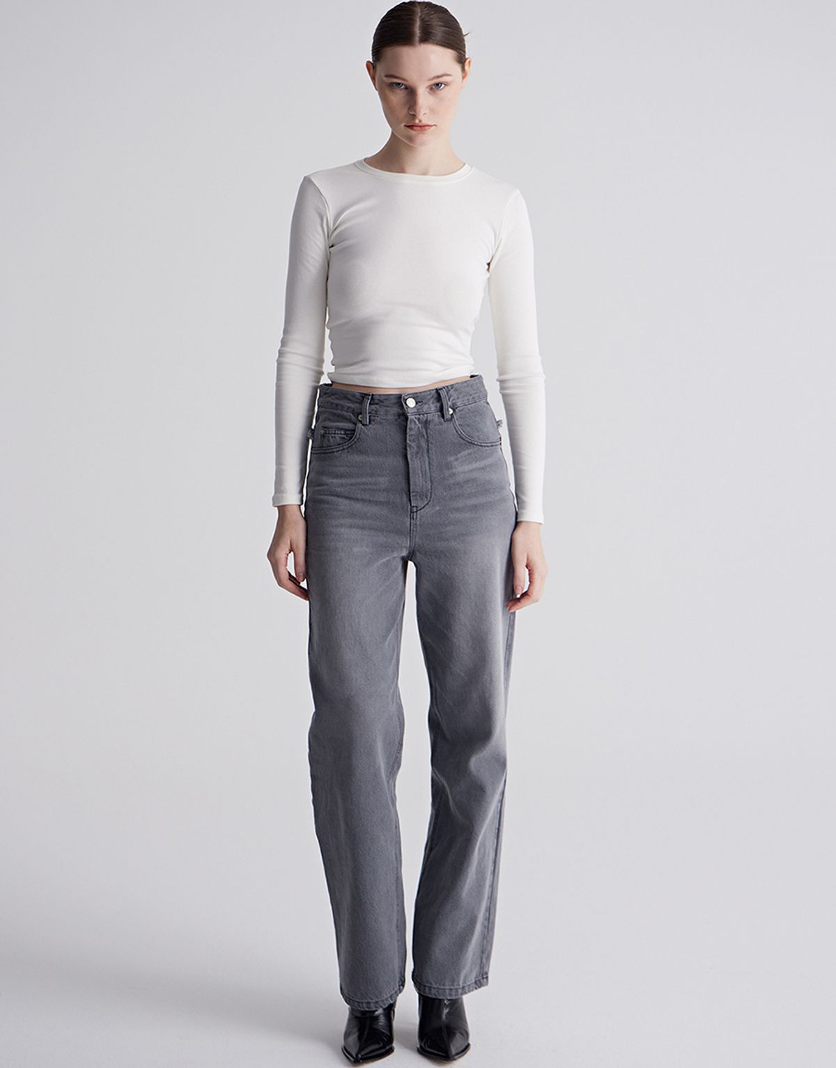 리게(RIGHE) DENIM PANTS LIGHT GREY