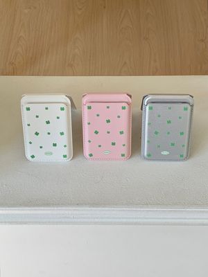 clover pattern magsafe stand wallet (3 colors) 네잎크로버 맥세이프 스탠드 월렛