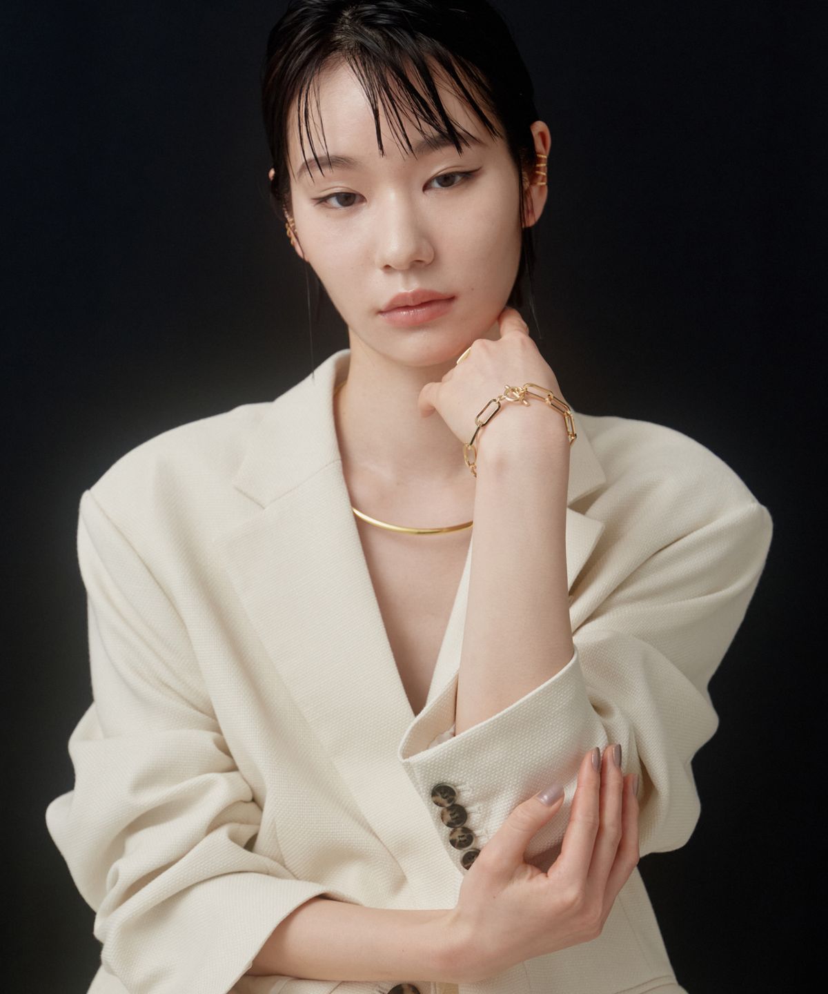 노비스도쿄(NOVICE TOKYO) 맨틀 오벌 체인 팔찌 Mantel Oval Chain Bracelet[Stainless] / Gold