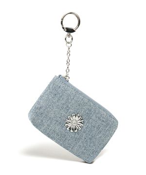 데이지 키링 동전지퍼 카드지갑 파우치 데님