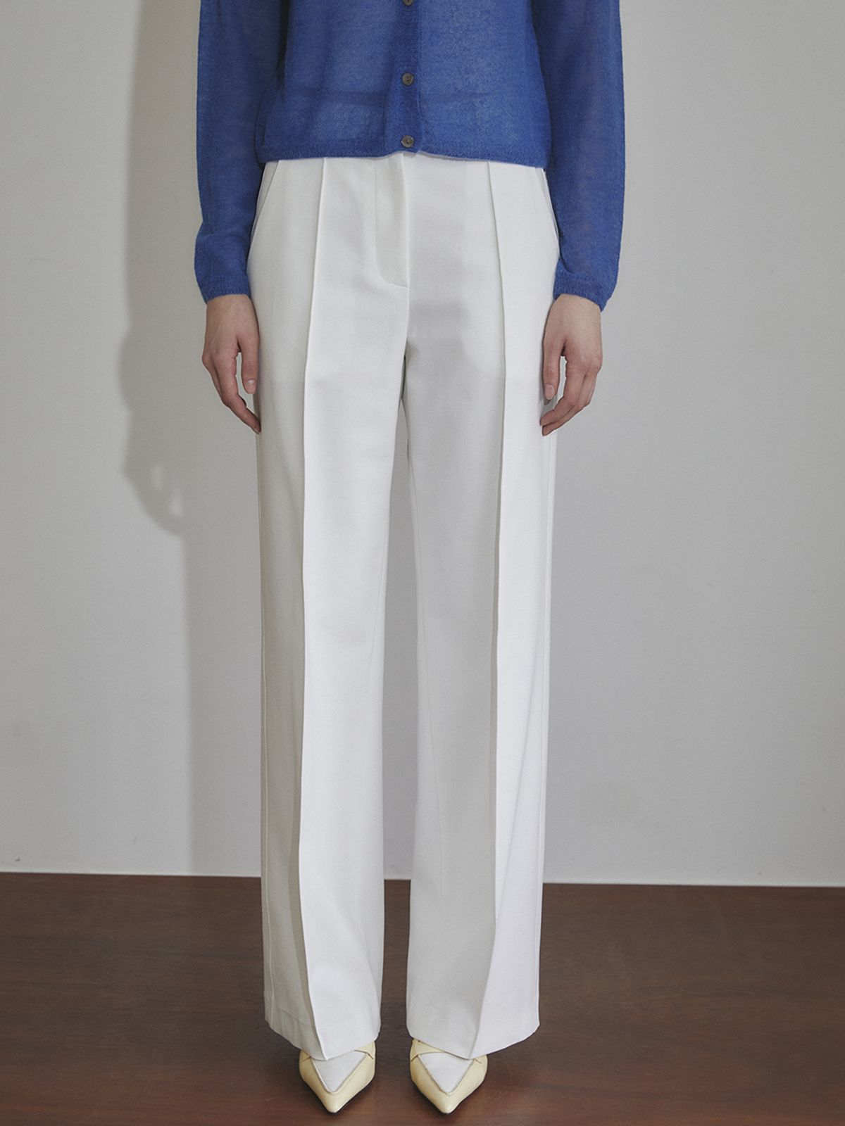 레이허(RAYHER) PinTuck Ponte Pants [WHITE]