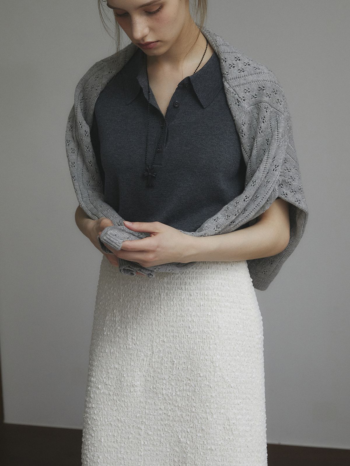 레이허(RAYHER) Soboro Stretched Skirt [CREAM]