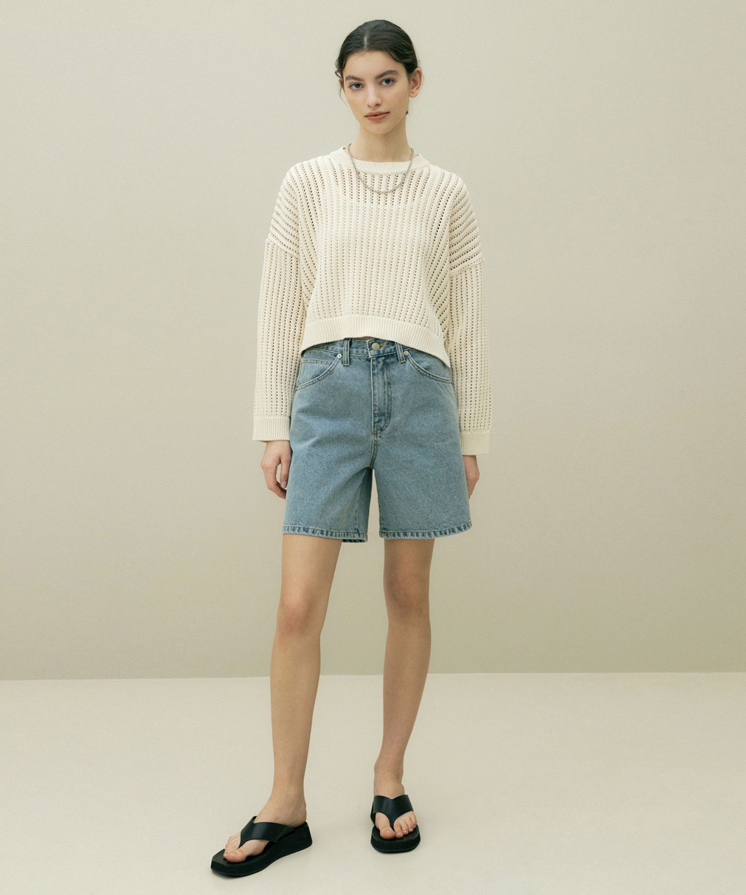 ★MUSINSA STANDARD★ White satin bermuda pants brown MMEPH31 Shop Pants at MUSINSA