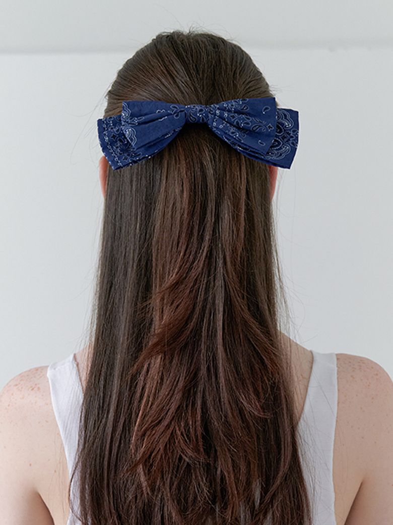 paisley ribbon pin - midnight blue