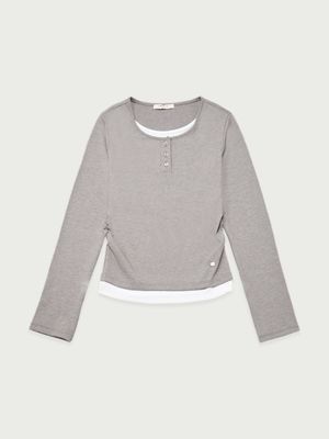 여성 웨일 헨리넥 슬림핏 레이어드 티셔츠_055(10530-131-604-45)