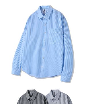 버티컬 스트라이프 포켓 오버핏 셔츠 GLS-710