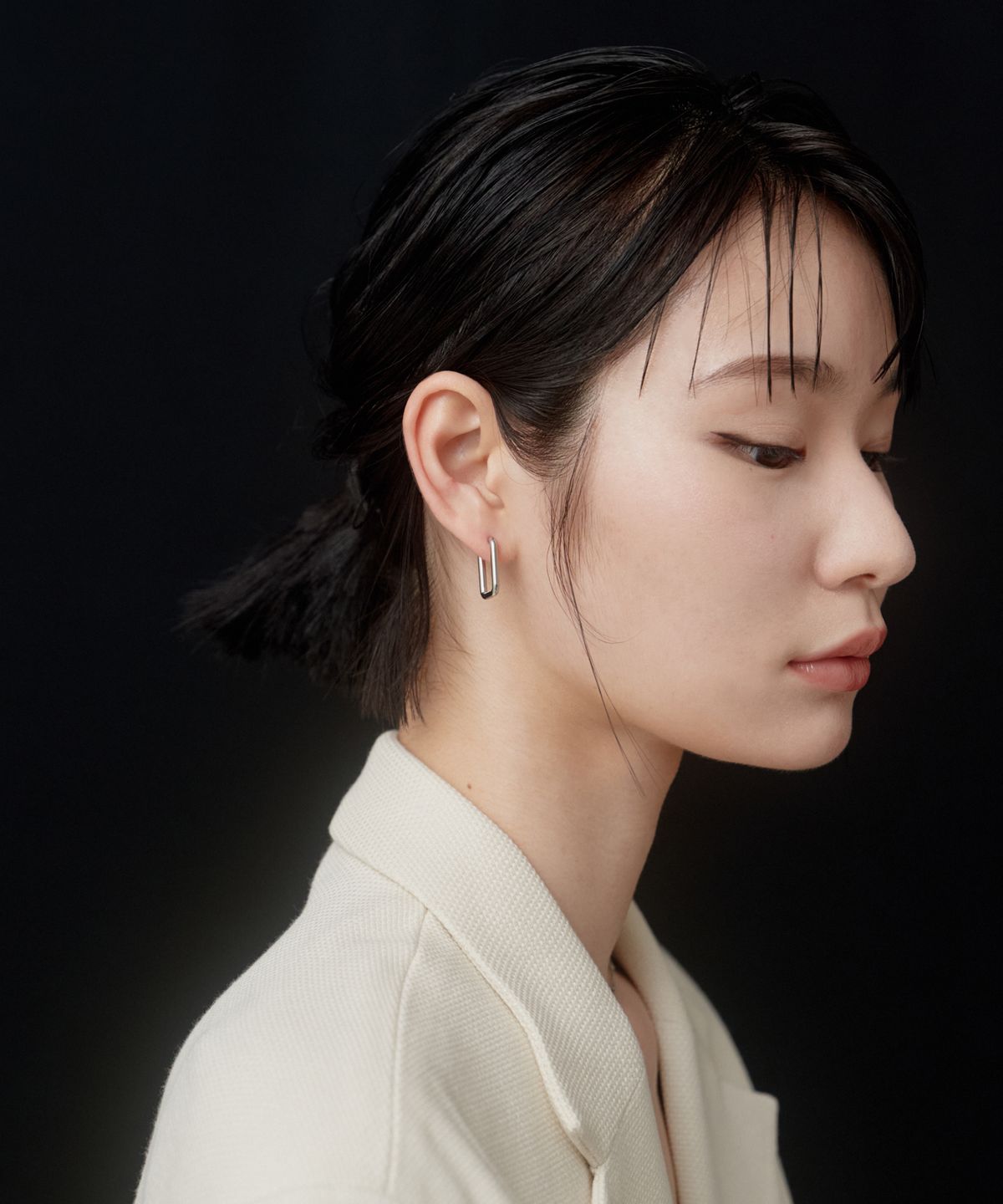 노비스도쿄(NOVICE TOKYO) 사각형 후프 피어스 hinged rectangle hoop pierce[stainless]  / Silver
