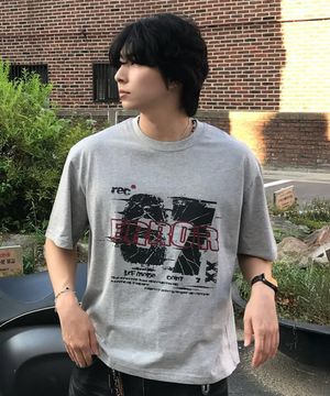 디스토티드 에러 그래픽 크롭 티셔츠 [M/GREY]