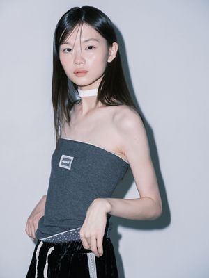 리버서블 글리터 튜브탑 Reversible Glitter Tube Top (Charcoal)