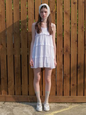 frill mini cancan dress -white