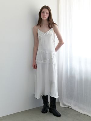 lace line slip dress - white