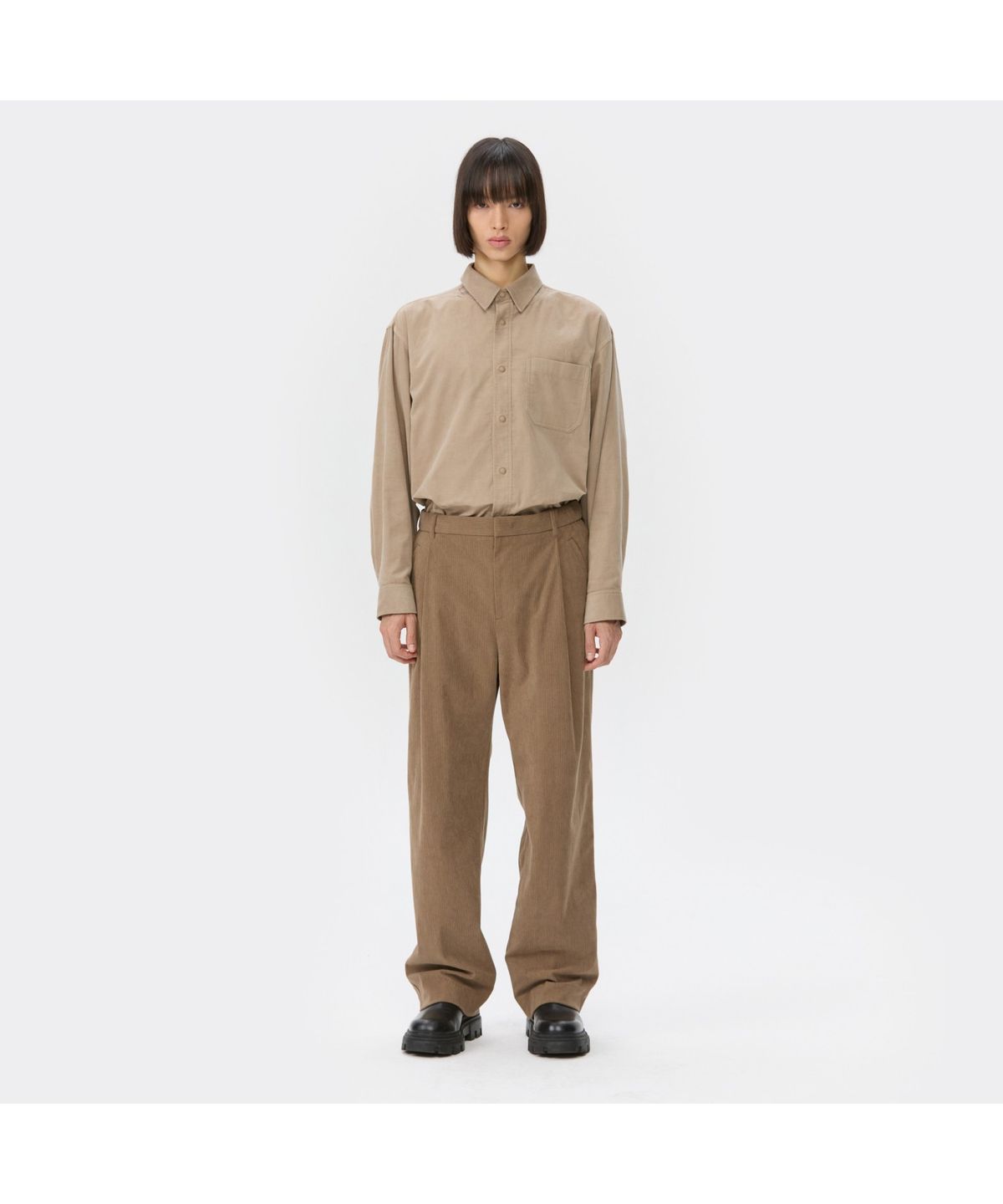 커스텀멜로우(CUSTOMELLOW) Beige Wide Fit One Tuck Corduroy Pants CWPAW25842BEX