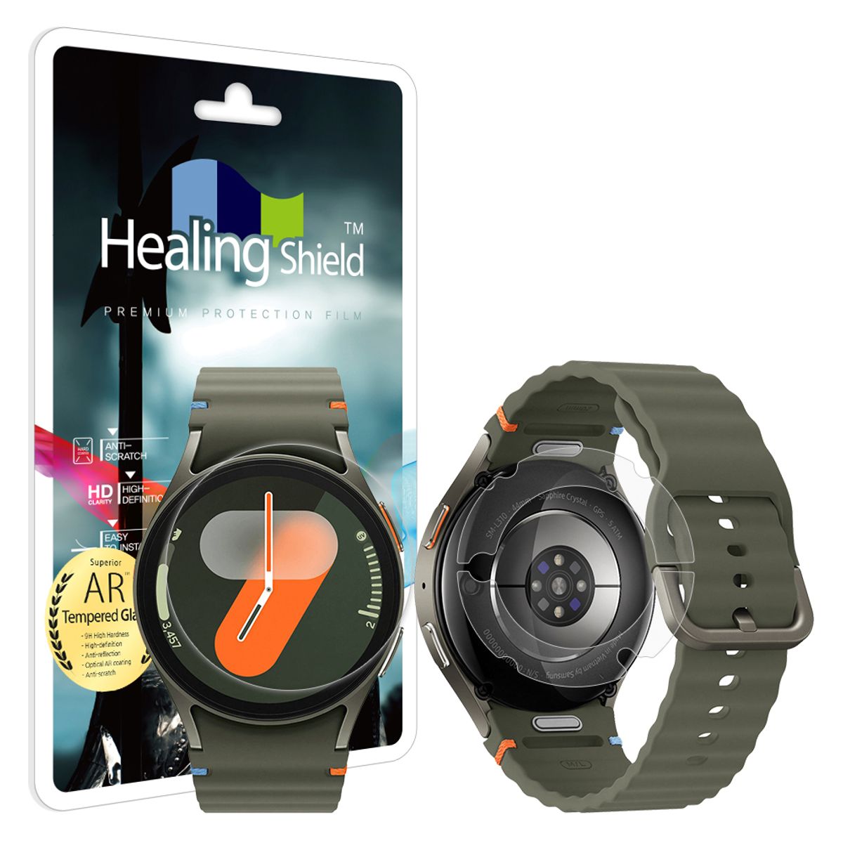 힐링쉴드(HEALINGSHIELD) 갤럭시워치7 44mm AR 고화질 강화유리필름 1매 무광후면필름 2매