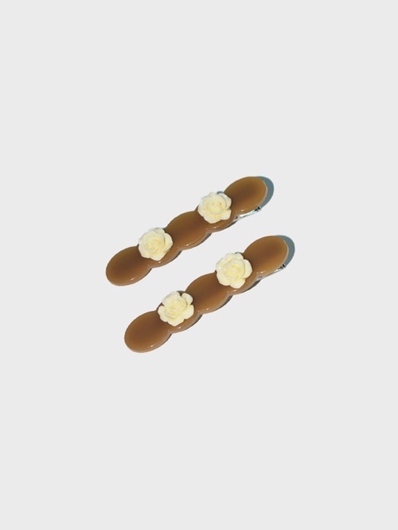 Field CAMEL Flower HAIR PIN (2PCS 1SET)