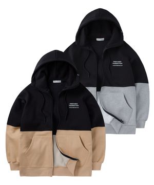 투톤 배색 오버핏 기모 후드집업 GHZ-260