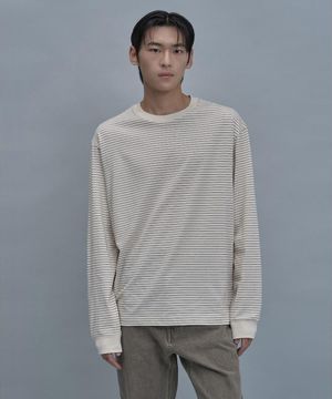 Basic Stripe Ls Tee  Ivory