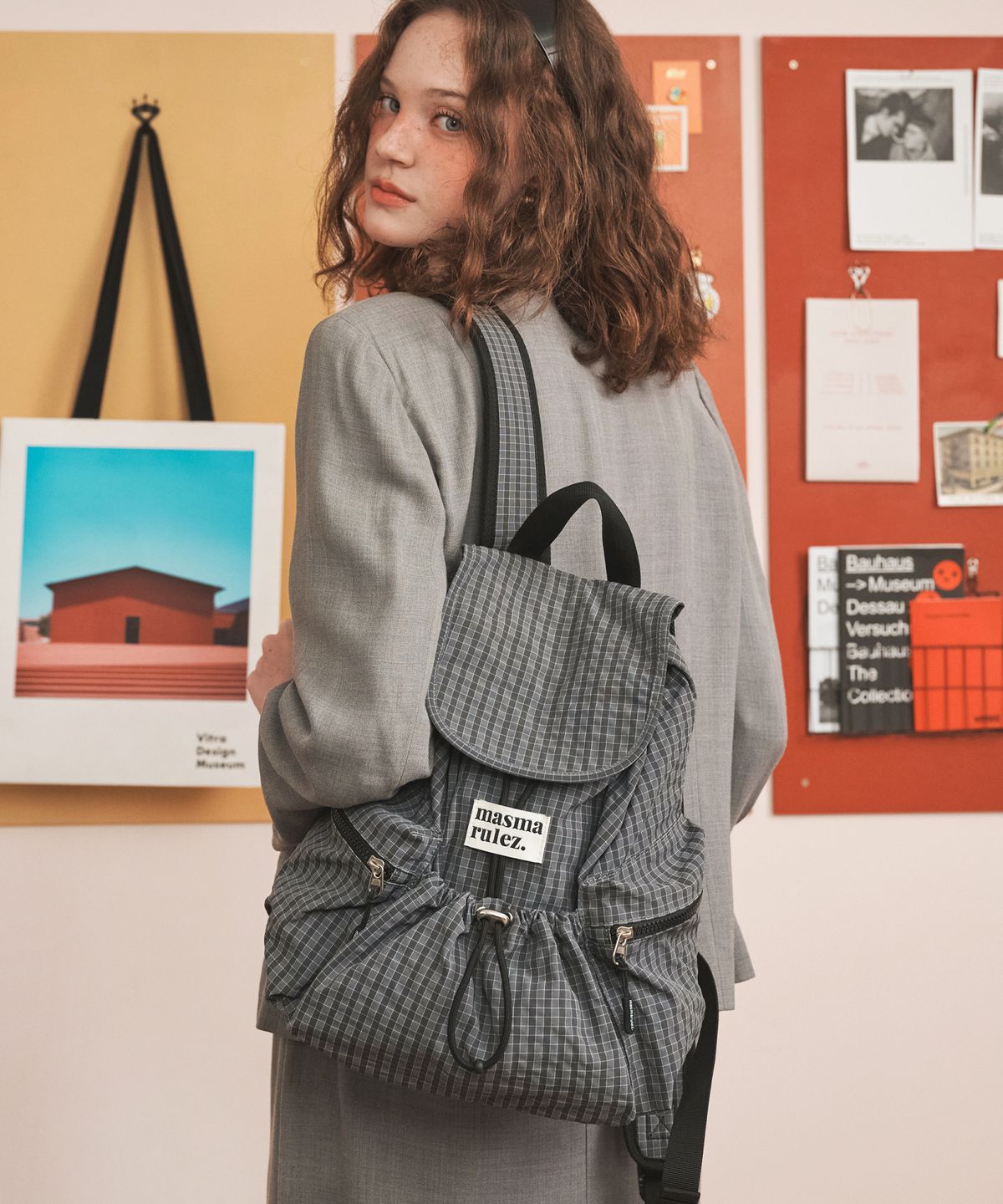 마스마룰즈(MASMARULEZ) mini ver. Flap backpack_Check Dark gray