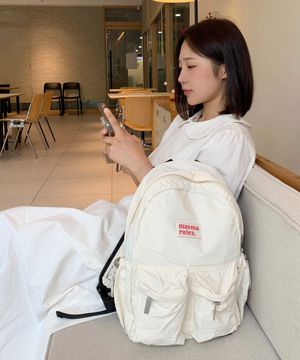 mini ver. Two pocket daily backpack_Butter cream