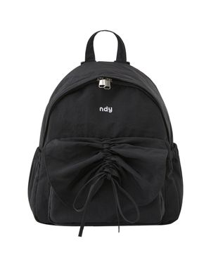 리본 셔링 미니 백팩 블랙