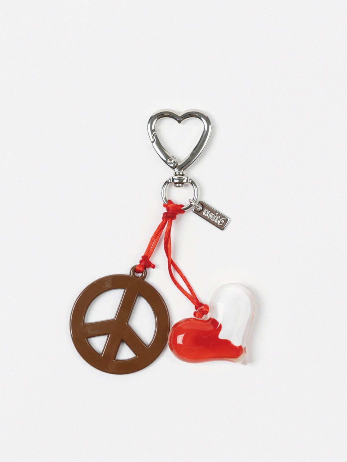 유지떼(USITE) HEART PEACE FREEDOM KEYRING (STRAWBERRY)