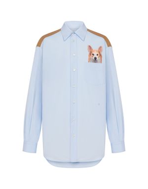 코기 프린티드 코튼 포플린 셔츠