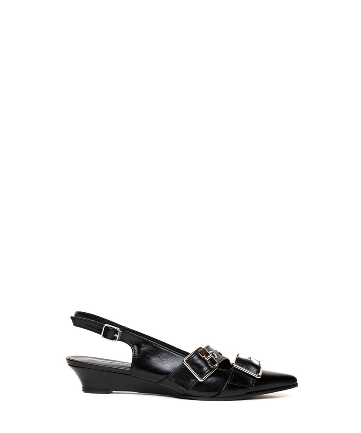 쓰리투에이티(THREE TO EIGHTY) BUCKLE SLINGBACK HEELS BLACK