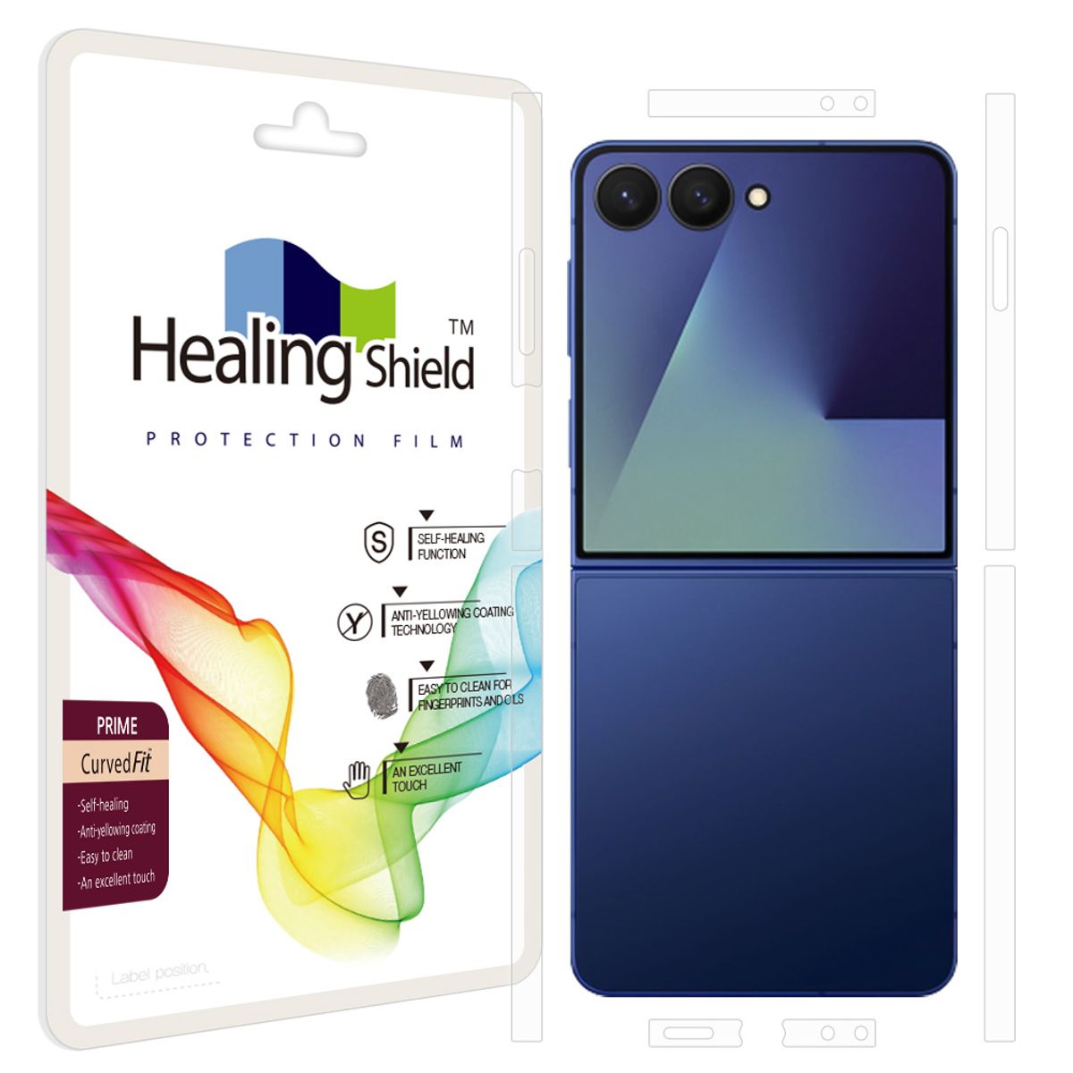 힐링쉴드(HEALINGSHIELD) 갤럭시 Z플립7 프라임 고광택 측면테두리 보호필름 2세트