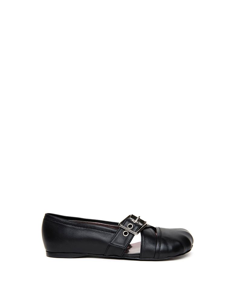 ANIMAL CROSS BUCKLE FLATS BLACK