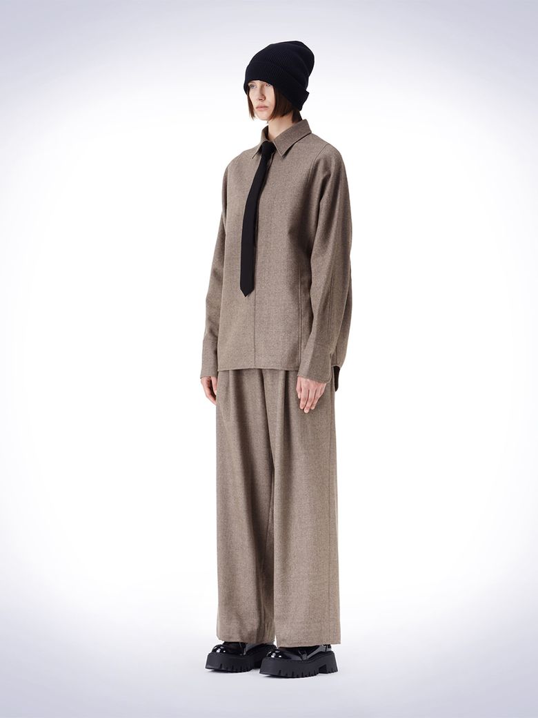 DOLMAN SLEEVE OVER FIT SHIRT BROWN