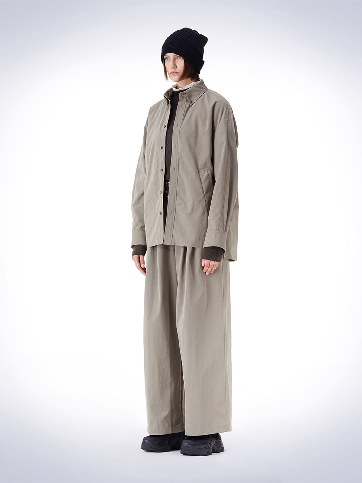 하우스공칠이씨(HAUS072C) RAW CUT POKET HEM SHIRT GREY