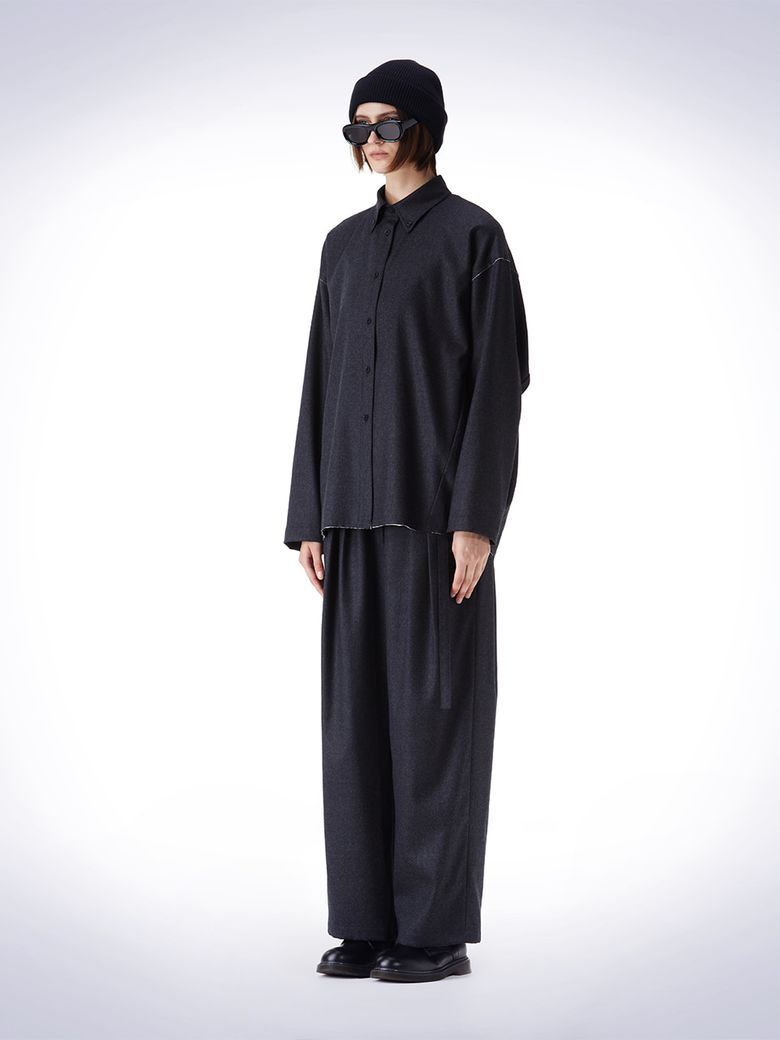 DOLMAN SLEEVE WOOL SHIRT DARK GREY