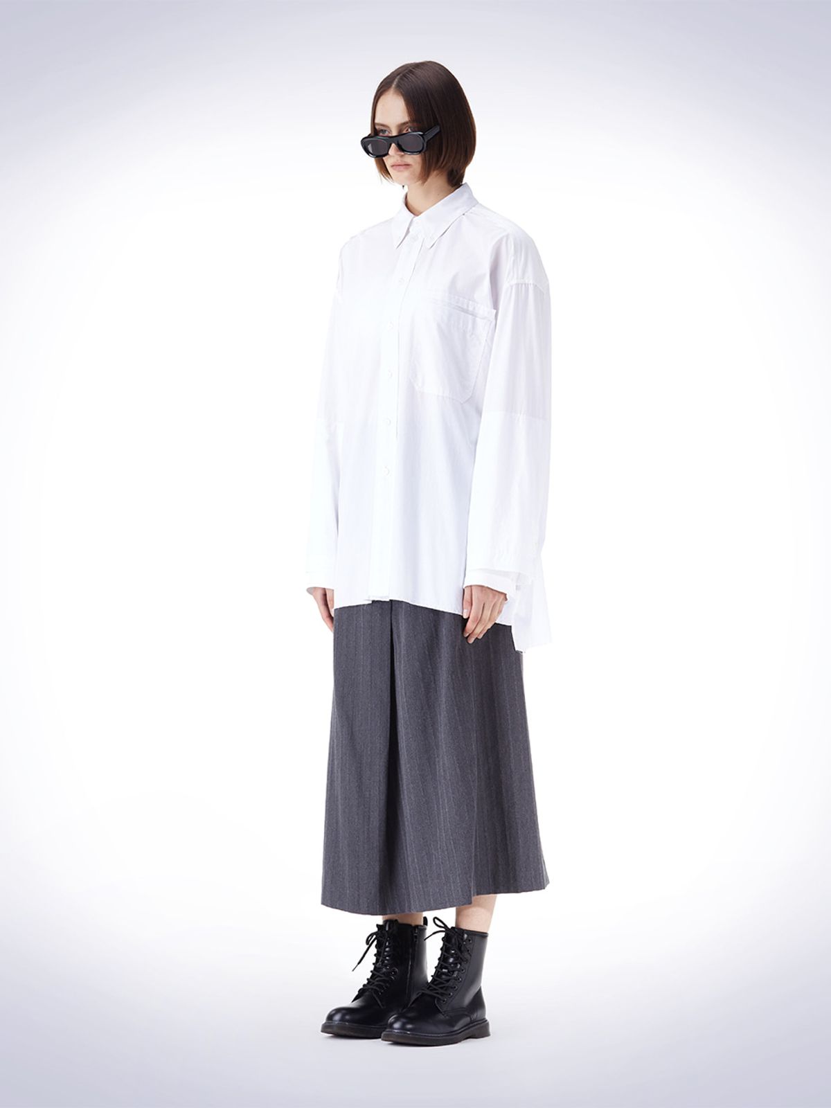 하우스공칠이씨(HAUS072C) DOUBLE LAYERED SLEEVE SHIRT WHITE