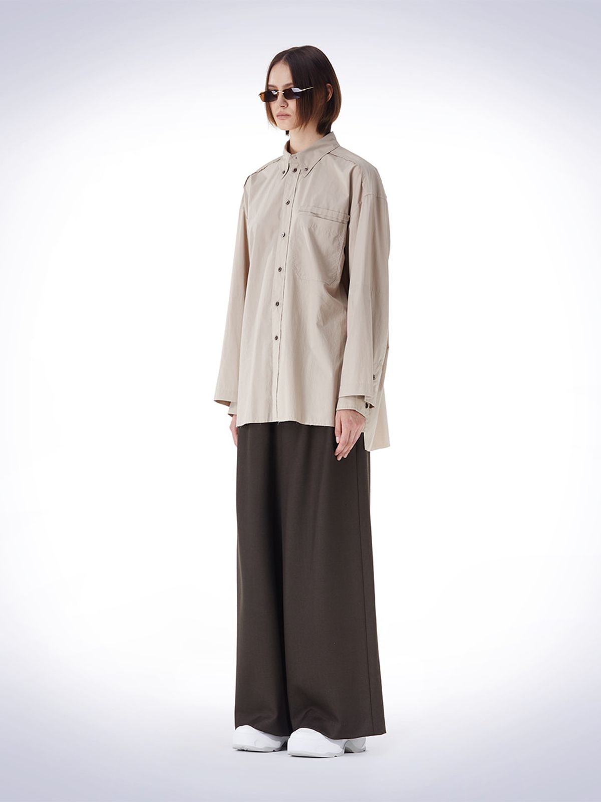 하우스공칠이씨(HAUS072C) DOUBLE LAYERED SLEEVE SHIRT BEIGE