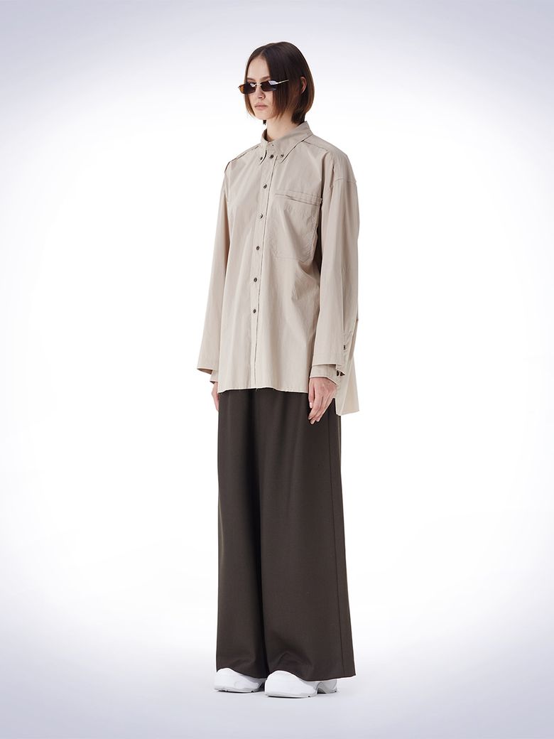 DOUBLE LAYERED SLEEVE SHIRT BEIGE