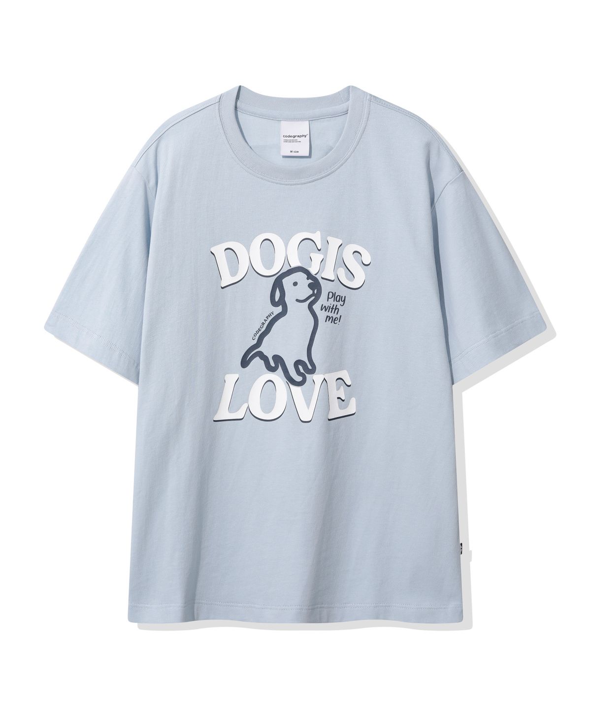 코드그라피(CGP) (우먼) DOG IS LOVE 반소매 티셔츠_스카이블루